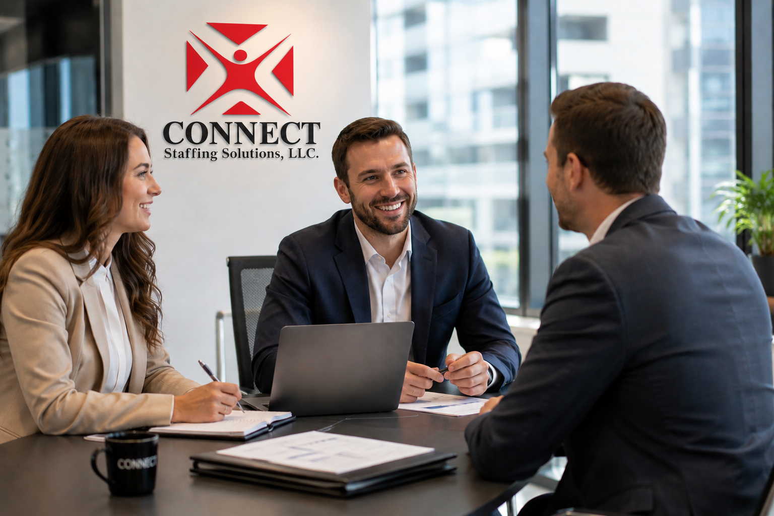 Recruiters meeting with a business client